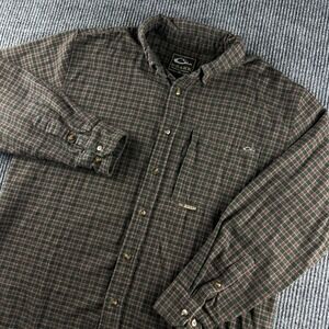 Drake Clothing Company Mens Green Plaid Flannel Button Down Shirt Large 3159